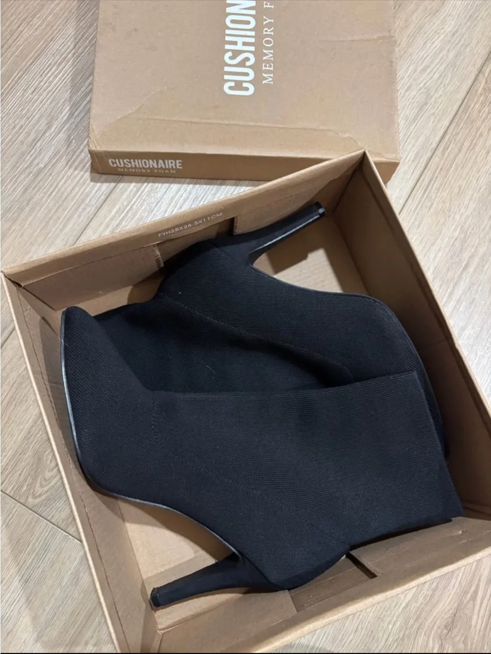 Black Stretch Knit Pointed-Toe Ankle Bootie